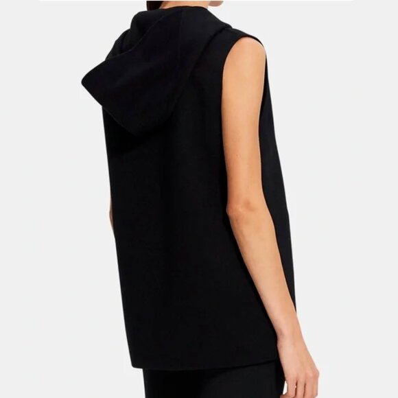 Theory Clairene Wool Cashmere Black Hooded Vest Size S - Picture 2 of 10
